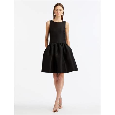 chanel collared black silk drop waist dress|Dress .